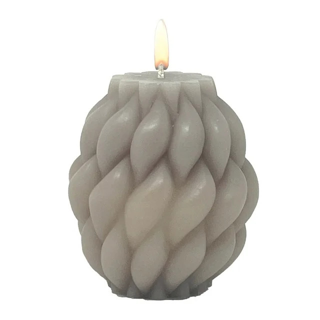 Mainstays 3.46" x 3.74" Braided Pillar Candle, Unscented, Taupe | Walmart (US)