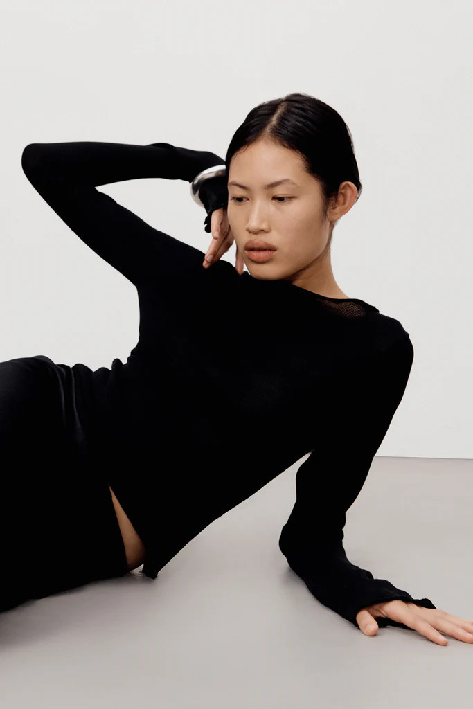 NICO BLACK MERINO KNIT TOP | DISSH
