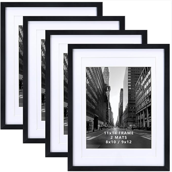 Giftgarden 11x14 Picture Frame Set of 4, Matted to 8x10 or 9x12 Photos with Double Mats, Display ... | Amazon (US)