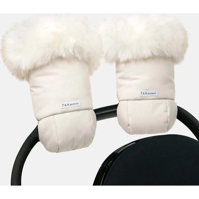 Fluffy Warmmuffs Tundra, White Fur & Beige Heather | Maisonette