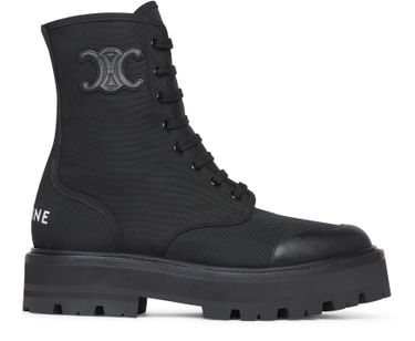 Celine Bulky Laced Up Boot In Nylon And Shiny Bull | 24S US