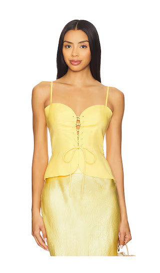 Usisi Sister Josie Linen Top in Yellow. - size L | Revolve Clothing (Global)