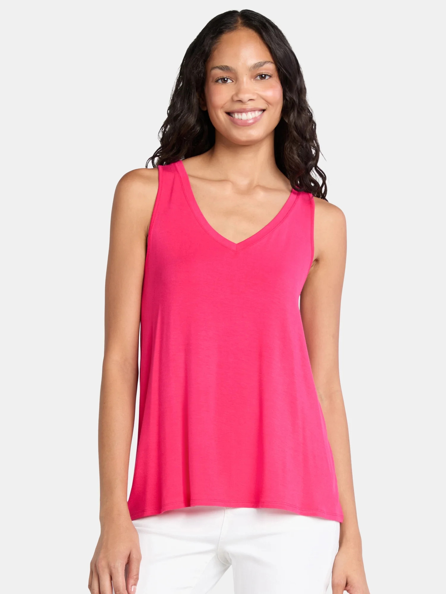 Time and Tru Women's High Low Jersey Tank Top, Sizes XS-XXXL | Walmart (US)