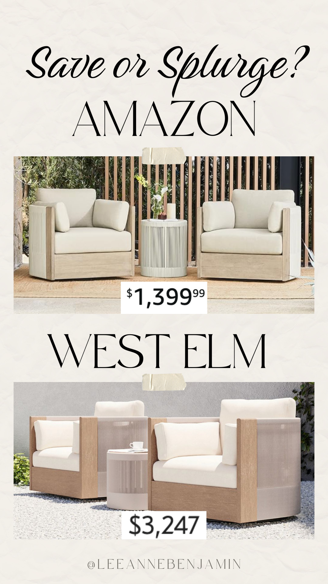 Would you save or splurge on these stunning outdoor swivel chairs and table?  

 #LTKmomlife #LTKHome #LTKSaleAlert