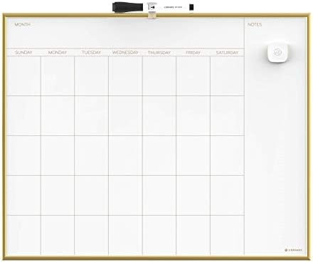 U Brands Magnetic Monthly Calendar Dry Erase Board, 20 x 16 Inches, Gold Aluminum Frame - 364U00-01 | Amazon (US)