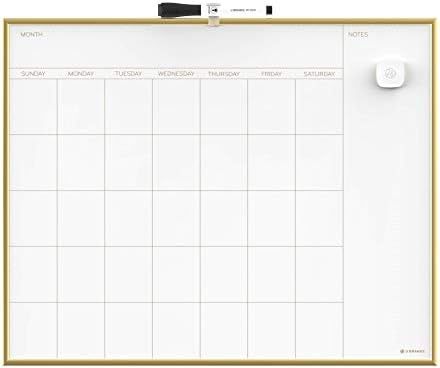 U Brands Magnetic Monthly Calendar Dry Erase Board, 20 x 16 Inches, Gold Aluminum Frame - 364U00-01 | Amazon (US)