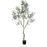Nafresh Tall Faux Olive Tree，7ft（84in） Realistic Potted Silk Artificial Indoor with Green L... | Amazon (US)