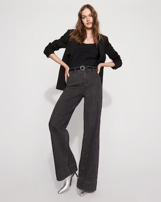 Extra High Rise Heatset Pinstripe Trouser Jean | White House Black Market