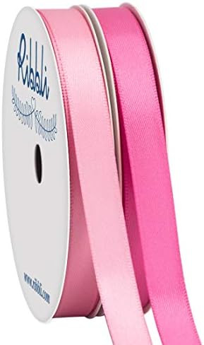 Ribbli 2 Rolls Satin Pink & Hot Pink Craft Ribbon,Total 20 Yards,(Satin Pink 3/8-Inch x 10-Yard,Sati | Amazon (US)