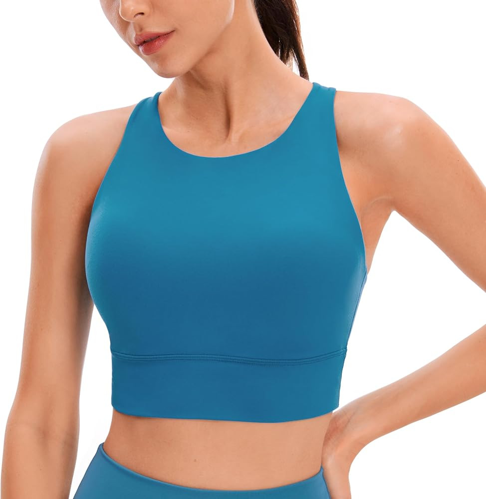 CRZ YOGA Womens Butterluxe Strappy High Neck Longline Sports Bra - Padded Criss Cross Back Workou... | Amazon (US)