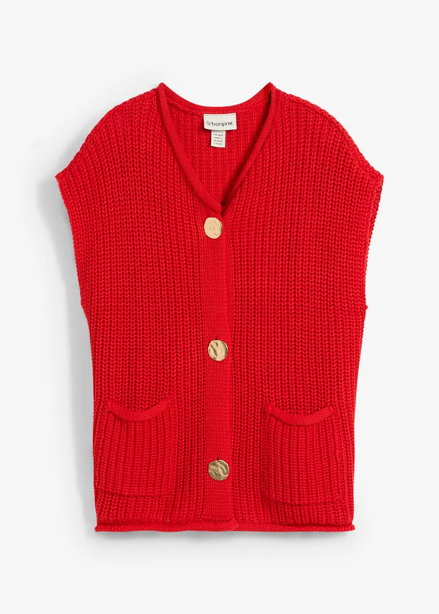 L\u00e4ssige Weste aus Strick - rot - Damen | bonprix | Bonprix DE