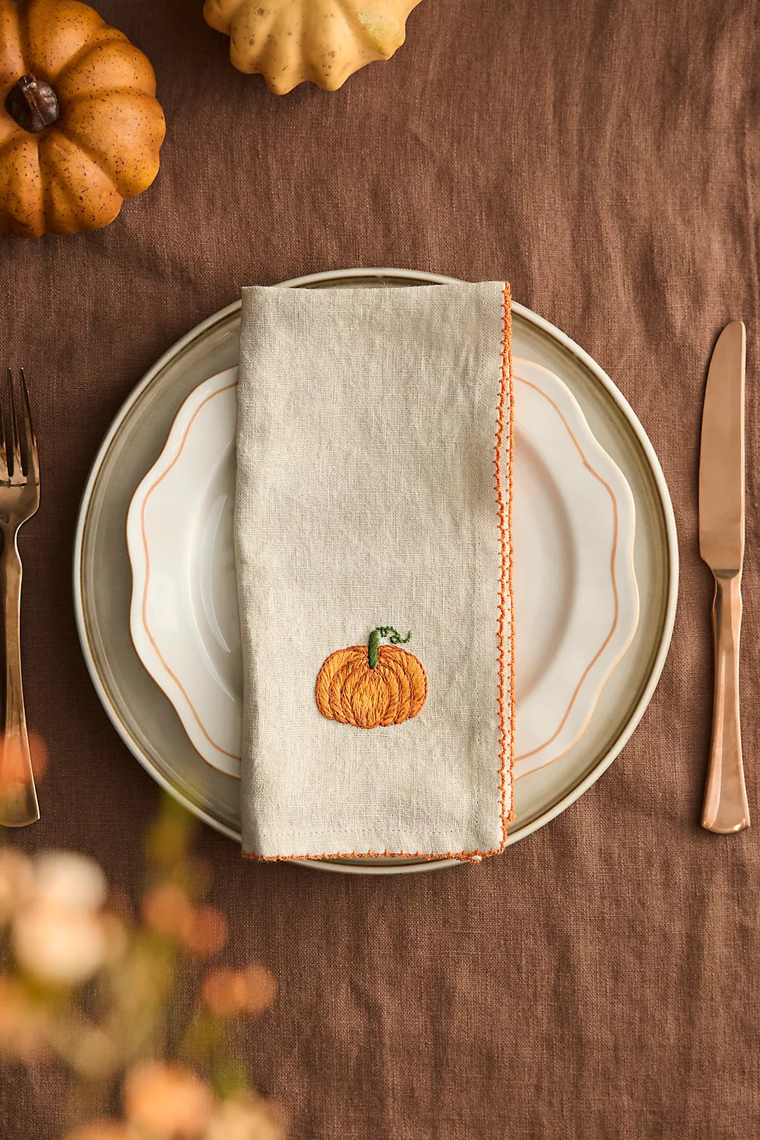 Autumn Icon Embroidered Napkins, Set of 2 | Anthropologie (US)