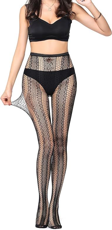 Women Sexy Tights,Fishnet Tights,Patterned Tights,Thigh-High Black Socks,Women's Sexy Dress Fishn... | Amazon (US)