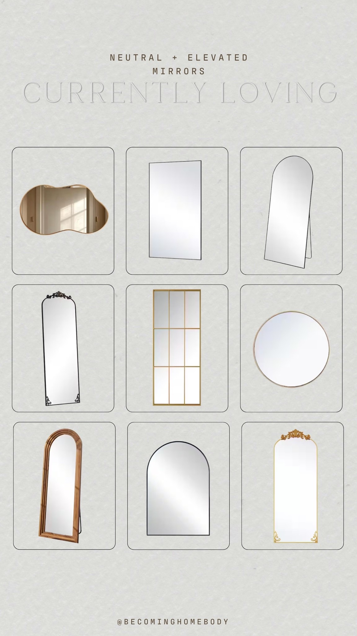 Currently Loving: neutral mirrors from Home Depot. ✨ The prettiest wall mirrors and floor mirrors — all for great prices. 😍🙌🏻