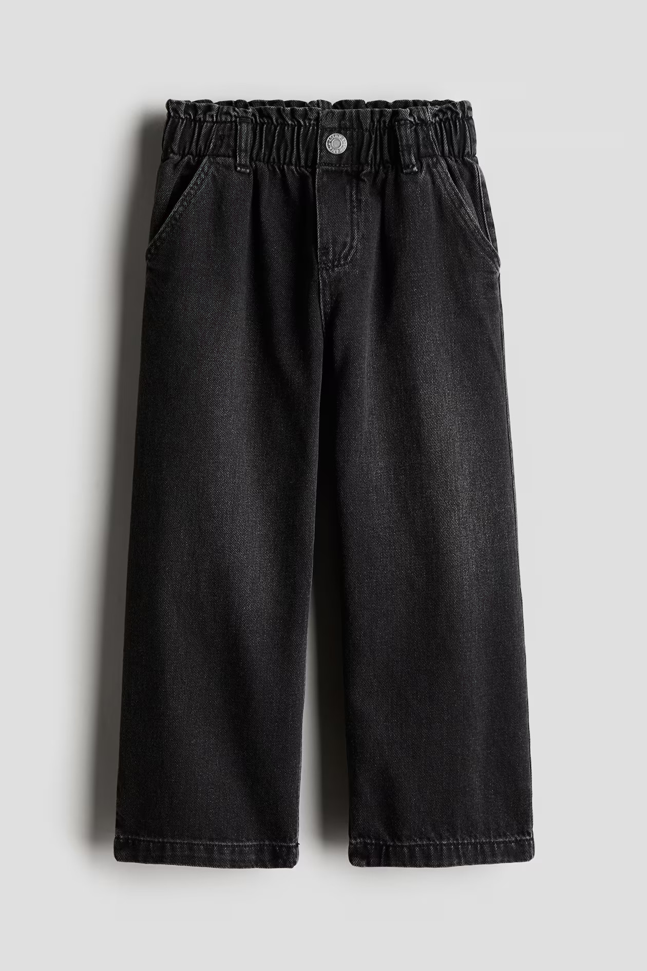 Wide Leg Paper-bag Jeans - Regular waist - Long - Faded black - Kids | H&M US | H&M (US + CA)