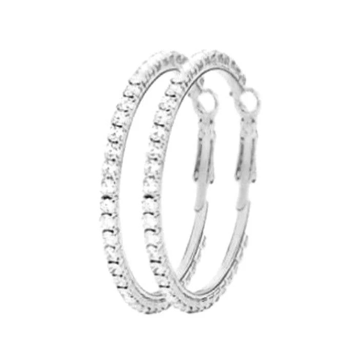 Hoop Earrings with Clear Rhinestones (Gold or Silver) | Teggy French