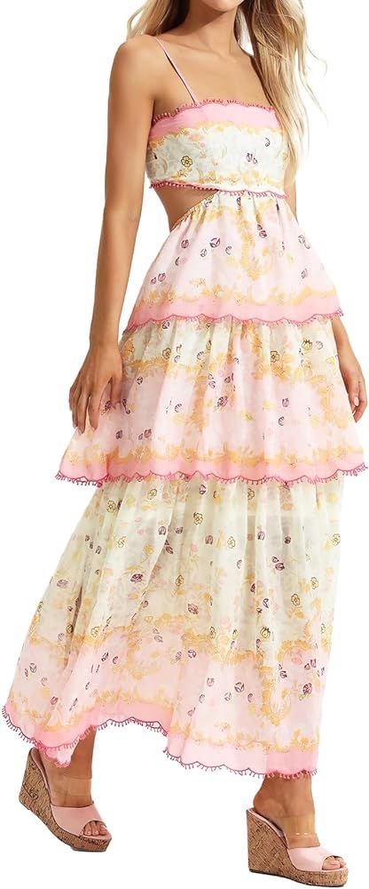Women Bow Knot Elegant Dress Birthday Dress for Women Maxi Dress Floral Dress Backless Dress Slee... | Amazon (US)