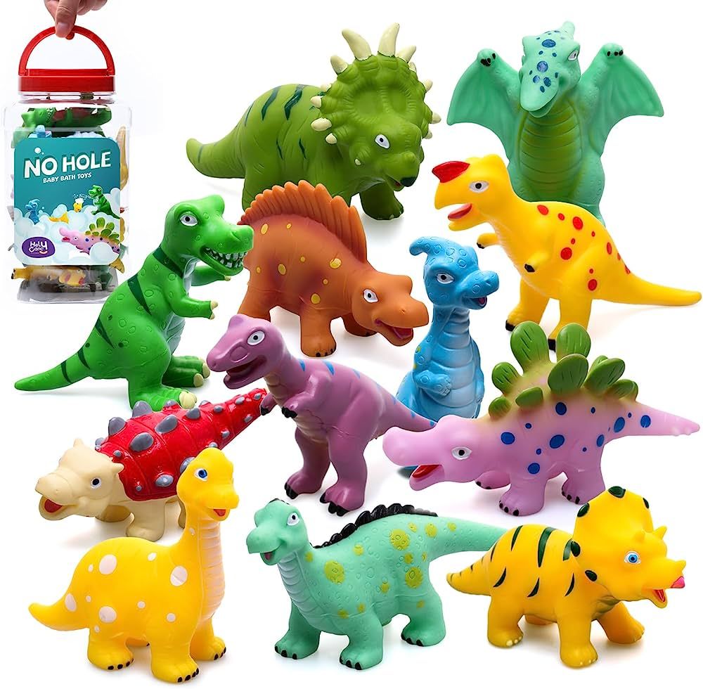 Hely Cancy No Hole Baby Dinosaur Bath Toys for Toddler, 12 PCS Mold Free Kids Bathtub Pool Toys | Amazon (US)
