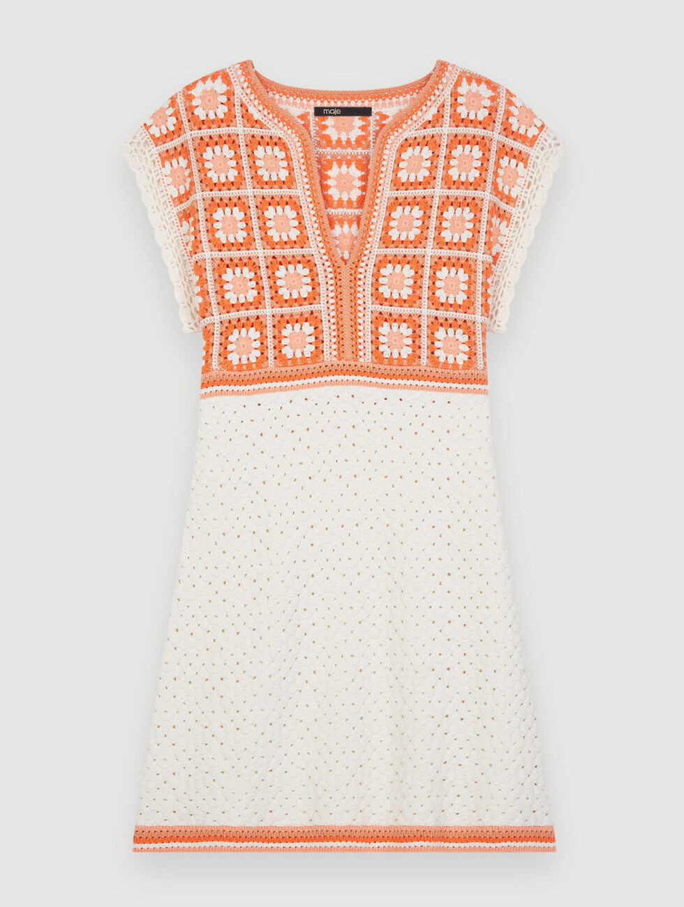 Two-colour crochet dress | Maje US