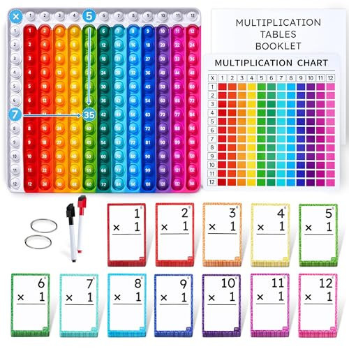 JoyCat Multiplication Flash Cards + Chart- 156 Hole Punched Math Game Flashcards for Kids Ages 8 and Up, Times Table Manipulatives for Preschoolers 3rd,4th,5th,6th Grade | Amazon (US)