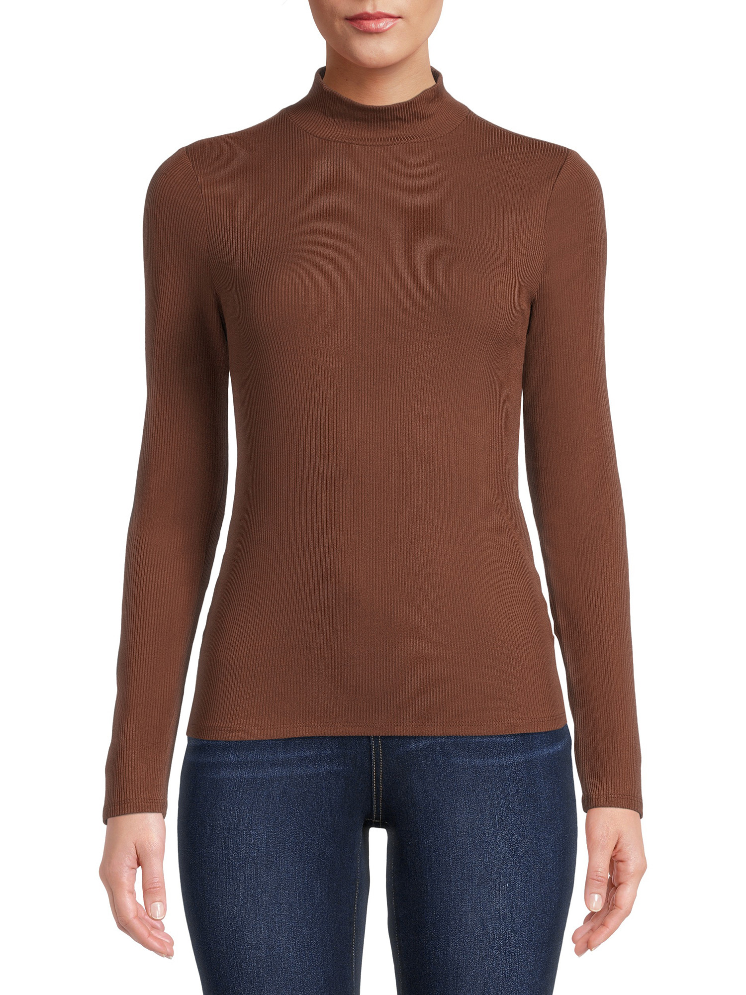 No Boundaries Women's Juniors Long Sleeve Mock Neck Top, Sizes XS-3XL | Walmart (US)