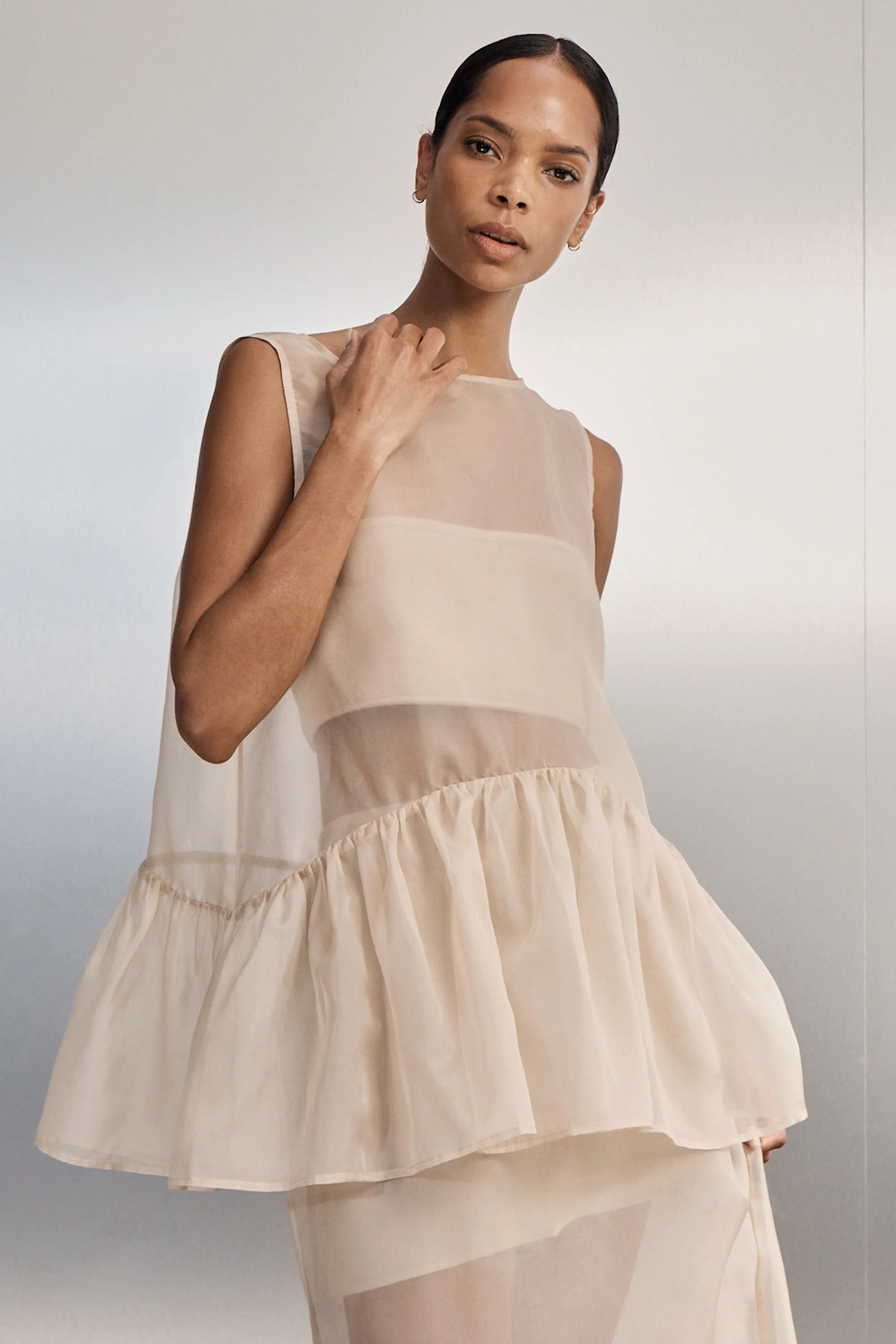 SIAN GOLD ORGANZA DROP WAIST TOP | DISSH