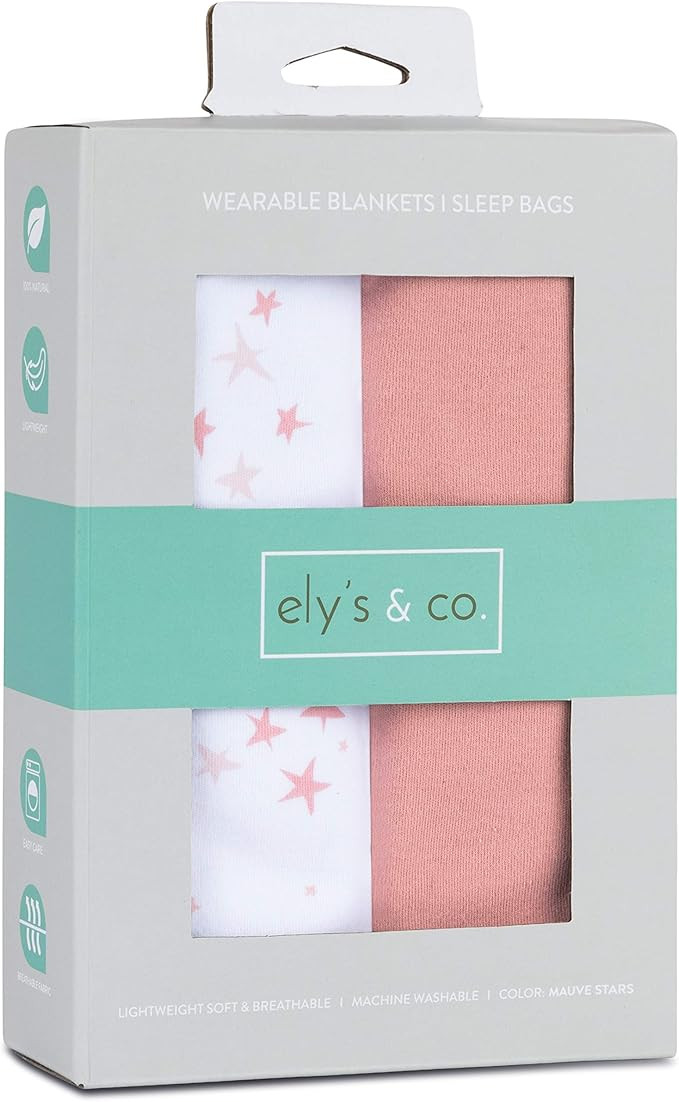 Ely's & Co. Baby Wearable Blanket│Sleep Bag 2-Pack Set - 100% Interlock Knit Cotton for Baby Gi... | Amazon (US)