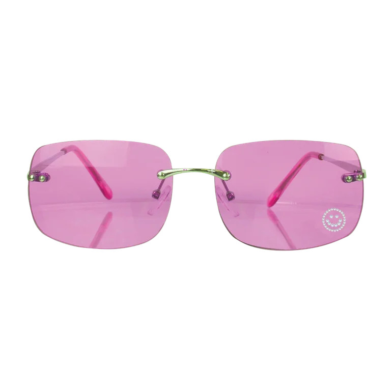 Justice Girls' Frameless Sunglasses, Light Pink with Smiley Face Decal - Walmart.com | Walmart (US)