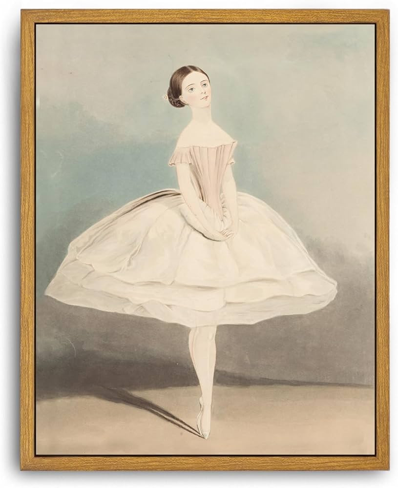 Roslynity Framed Canvas Wall Art Vintage Print Nursery Ballerina Painting Soft Pink Pastel Girl R... | Amazon (US)