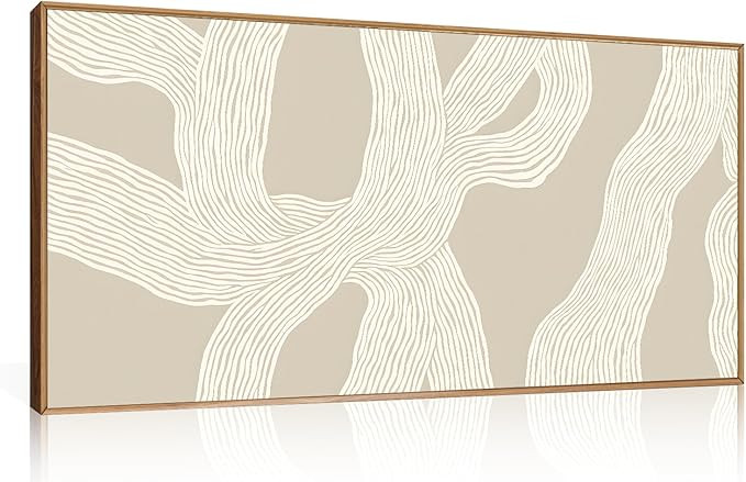 HPNIUB Large Abstract Beige Framed Canvas Prints Wall Art Set,Neutral Minimalist Lines Wall Decor... | Amazon (US)