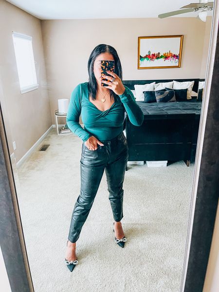 Size small top
Faux leather pants (wearing 6R, need a size down) 
Top on sale for $5
Pants $27
Holiday outfits


#LTKHoliday #LTKfindsunder50 #LTKCyberWeek