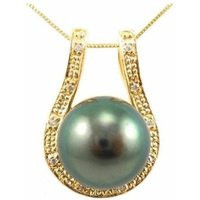 10-11mm Authentic Tahitian Black Pearl Pendant in Sterling Silver With 18K Yellow Gold Plating | Etsy (US)