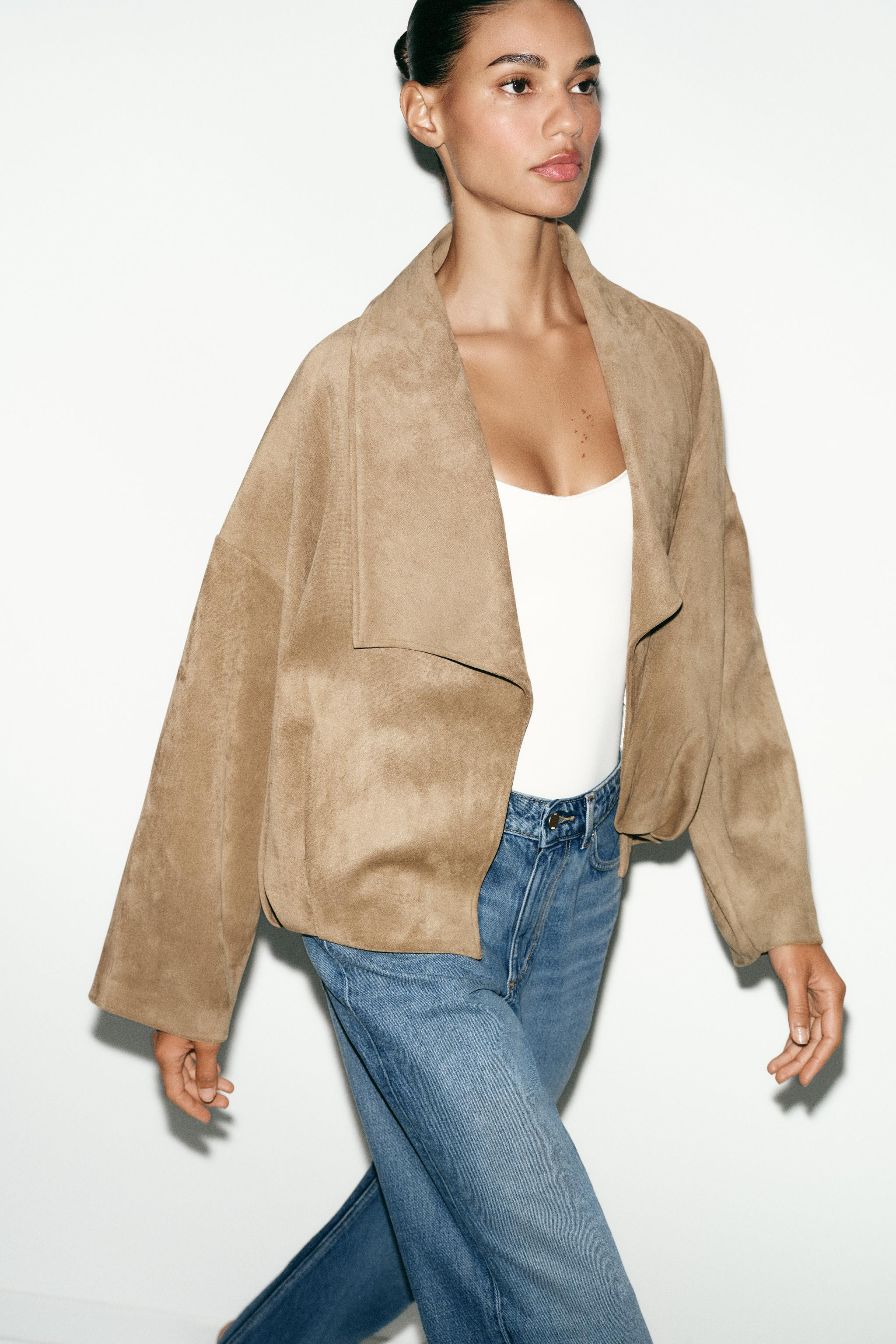 FAUX SUEDE WRAP JACKET | Zara US