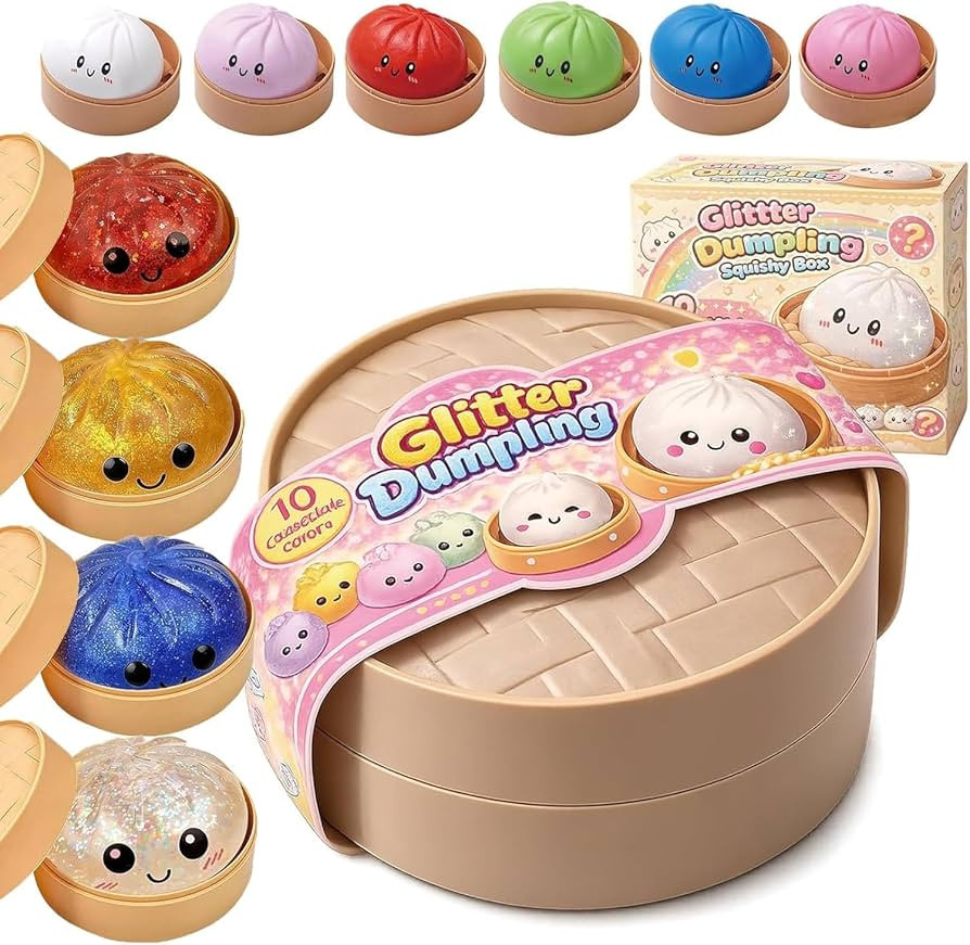 Glitter Dumpling Squishy, 2026 New Dumpling Squishy Mystery Box - 10 Colors Random Mystery Gift B... | Amazon (US)