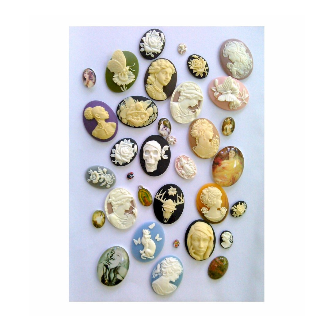 Cameo Cabochon Bulk Lot Resin Cabachon 1/4lb (25- 30 Pcs) Make Your Own Buttons Pendants Pins Rin... | Etsy (US)
