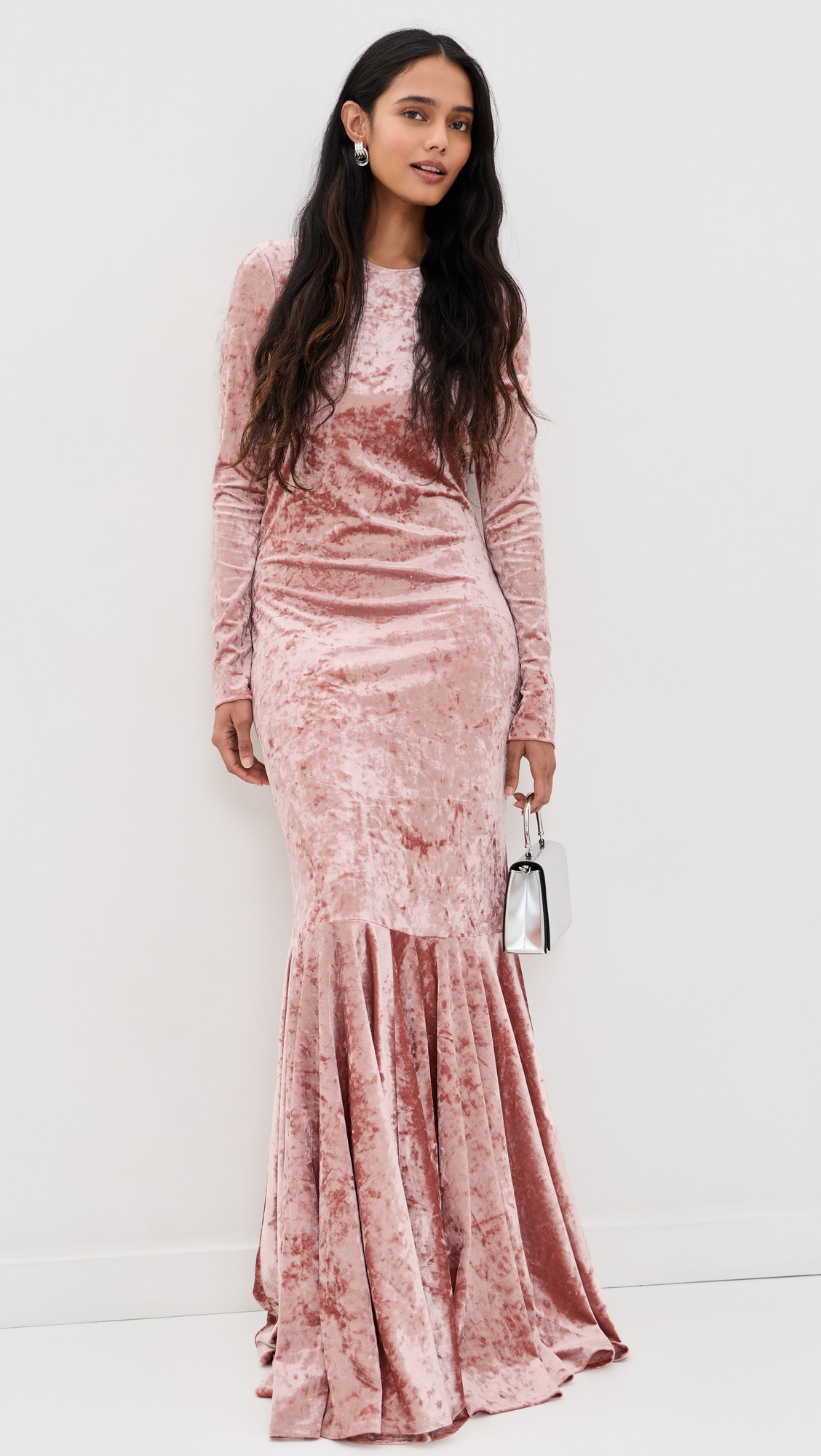 CAROLINE CONSTAS Alexandra Velvet Gown Dusty Rose XS | Shopbop