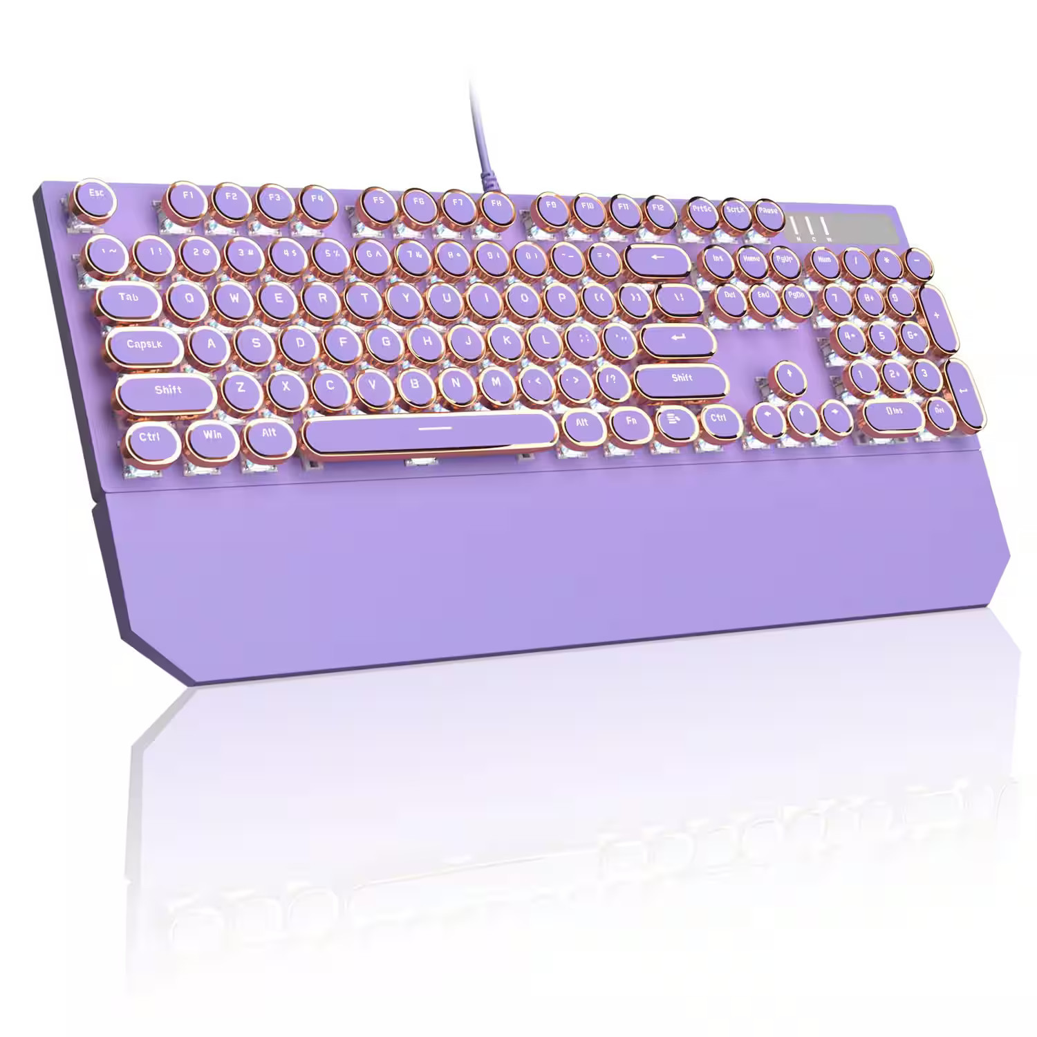 METALTON - Typewriter Retro Punk Creamy Round Keyboards For Laptop Pc Gamer With Magnetic Wrist Rest - Purple | Best Buy U.S.
