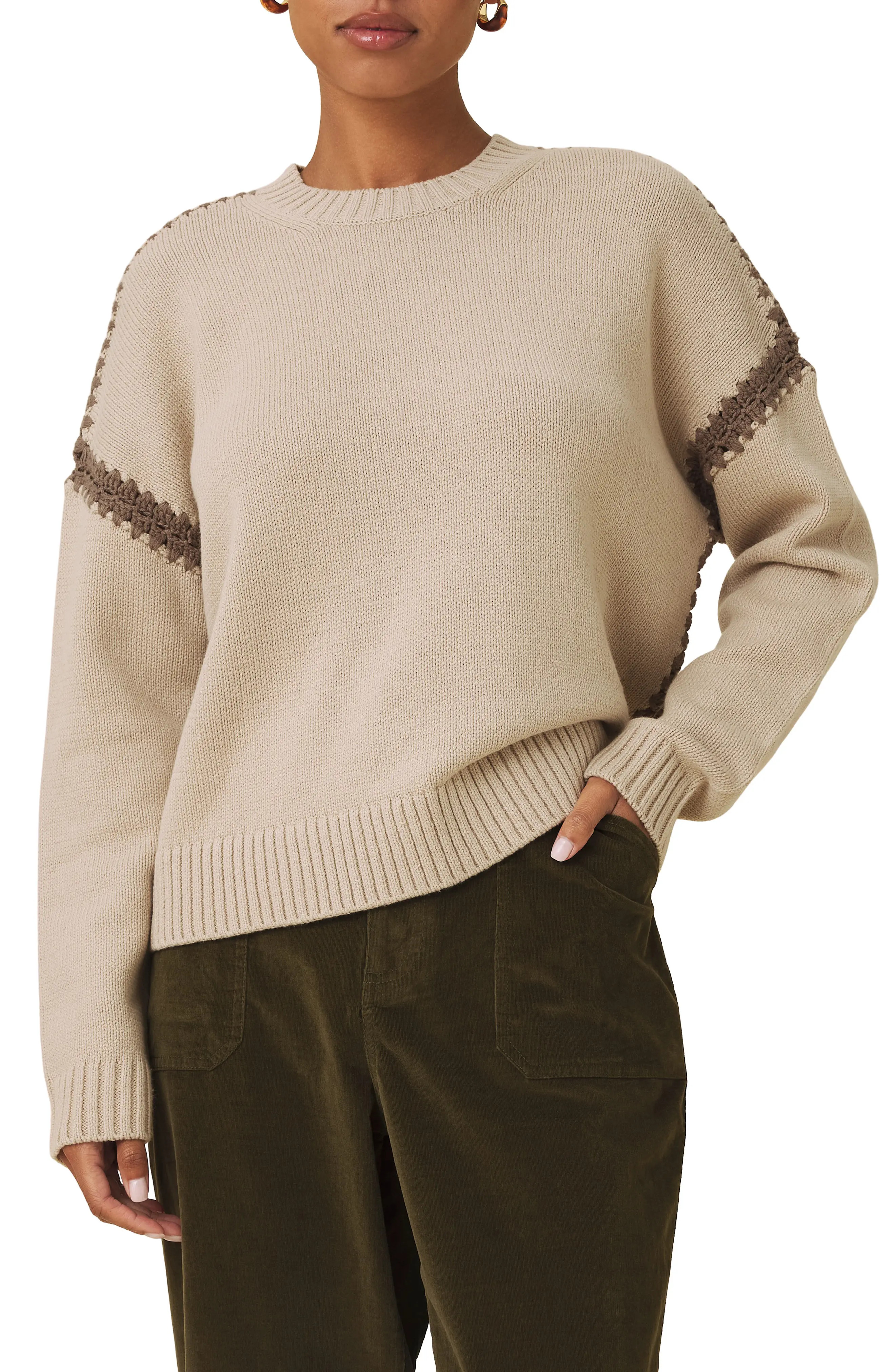 Hayden Whipstitch Detail Cotton Blend Sweater (Women) | Nordstrom | Nordstrom