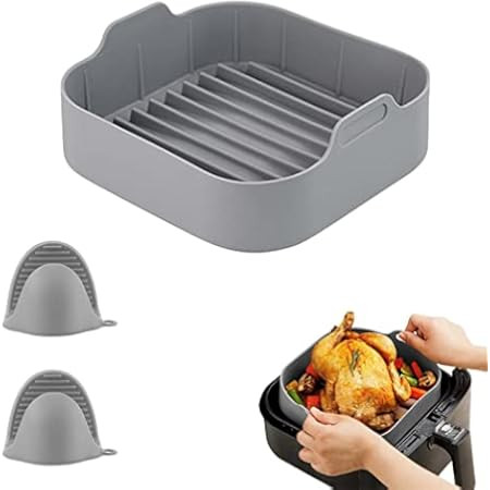 Air Fryer Silicone Pot - Silicone Air Fryer Reusable Liners for 6.5 QT or Bigger Square, Food Safe R | Amazon (US)