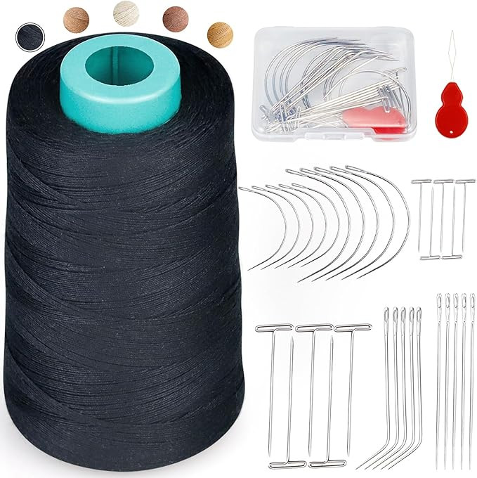 FIVEIZERO 900 Yards Hair Extension Thread Sewing Threads Hair Weave Threads with 30 Pieces T/C/J/... | Amazon (US)