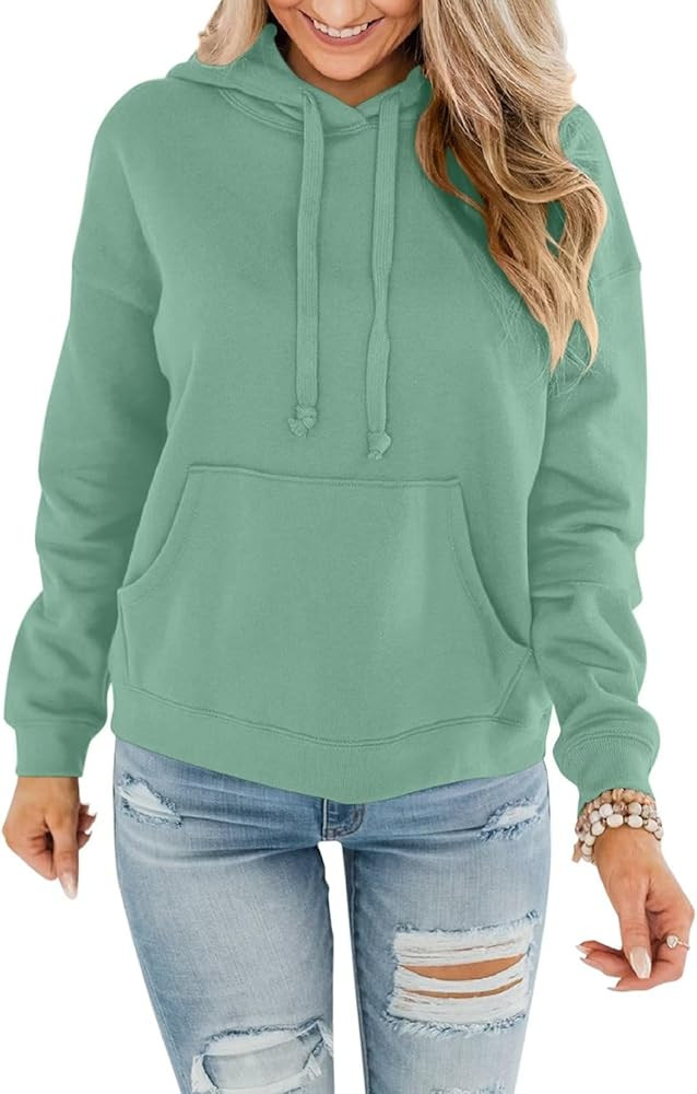 Minetom Women's Lightweight Pullover Hoodies Casual Long Sleeve Sweatshirts Tops with Pocket | Amazon (US)
