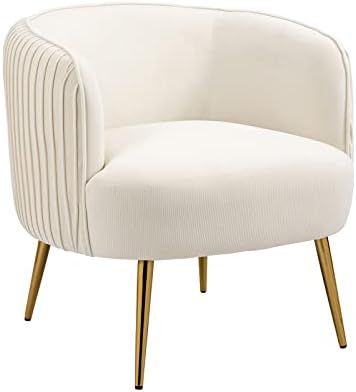 MOJAY Home Velvet Barrel Arm Chair,Embossing Fleece Upholstered Chair with Golden Legs Accent Club S | Amazon (US)