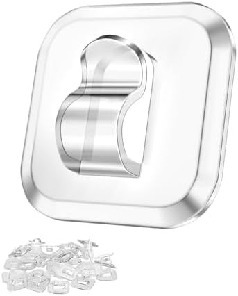 50 Mini Light Hooks with Adhesive Strips: Indoor Clear Small String Light Clips Damage Free - Pla... | Amazon (US)