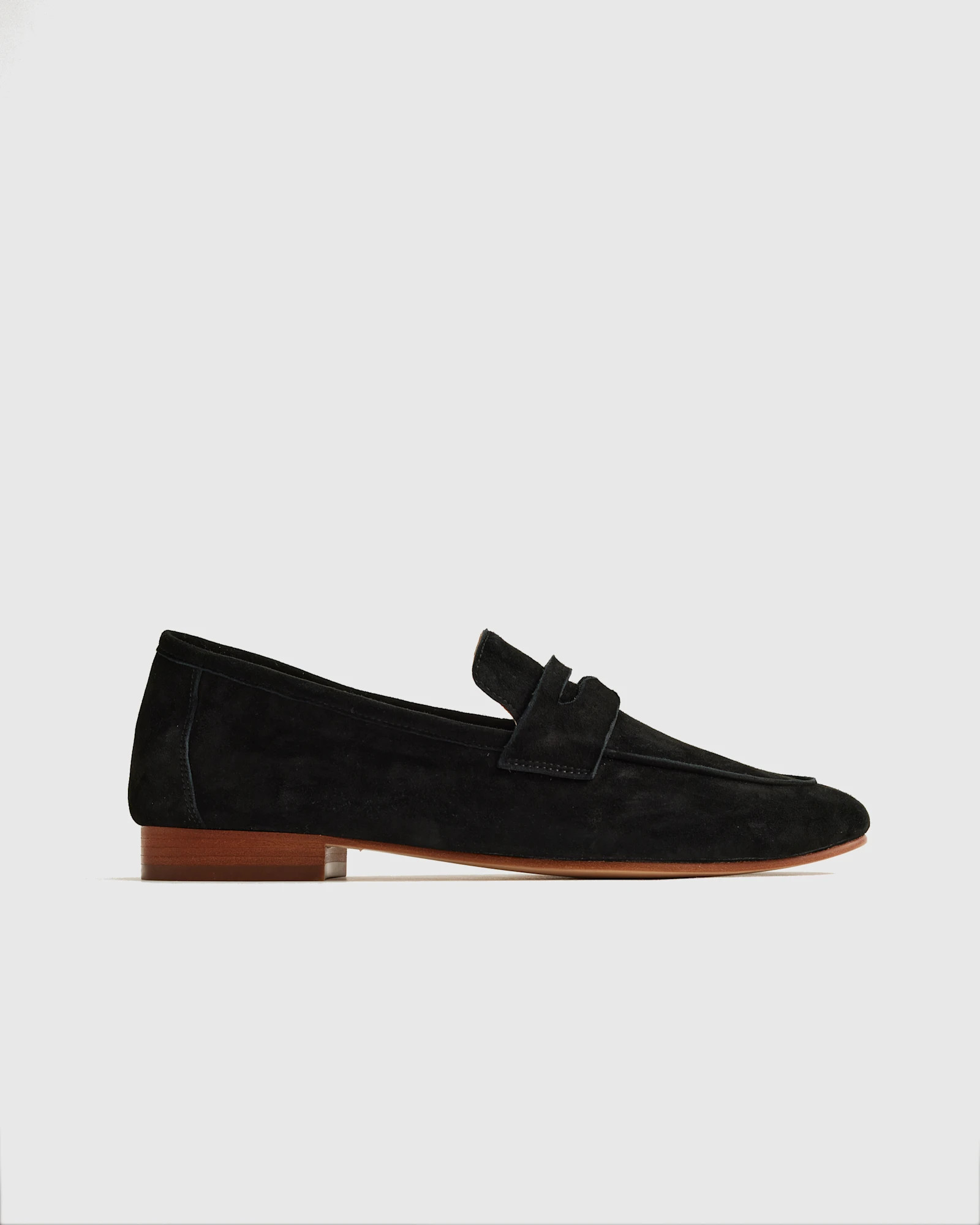 Women's Italian Suede Penny Loafer in Black | Quince
