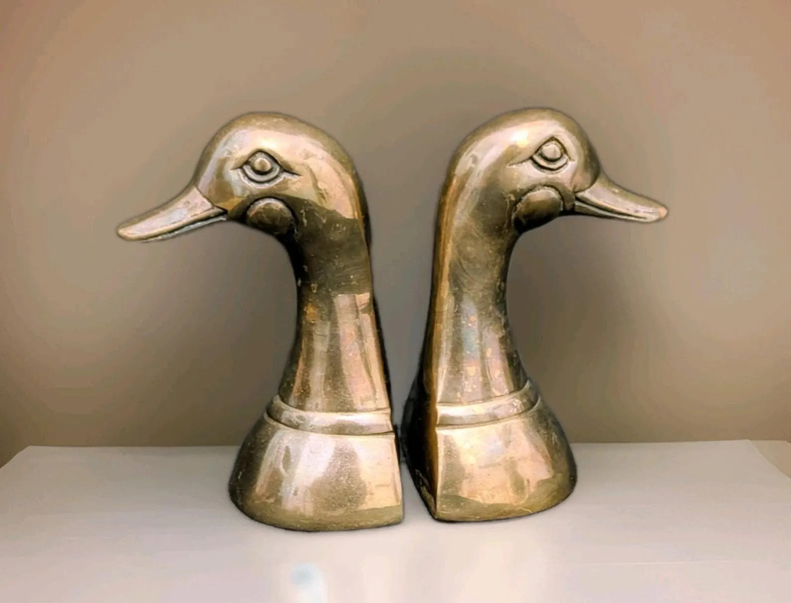 MCM Solid Brass Duck Head Bookends 6-3/8” High Pair | Etsy (Global)
