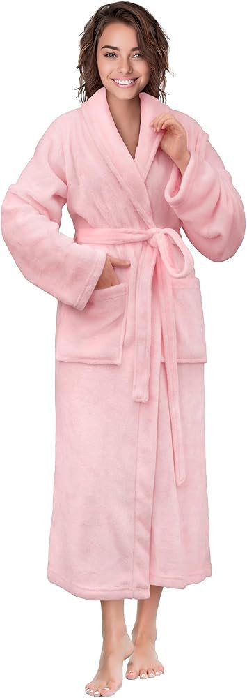 PAVILIA Women Robe Fleece Plush Soft, Fluffy Fuzzy Cozy Warm Lightweight Bathrobe, Shower Spa Hou... | Amazon (US)
