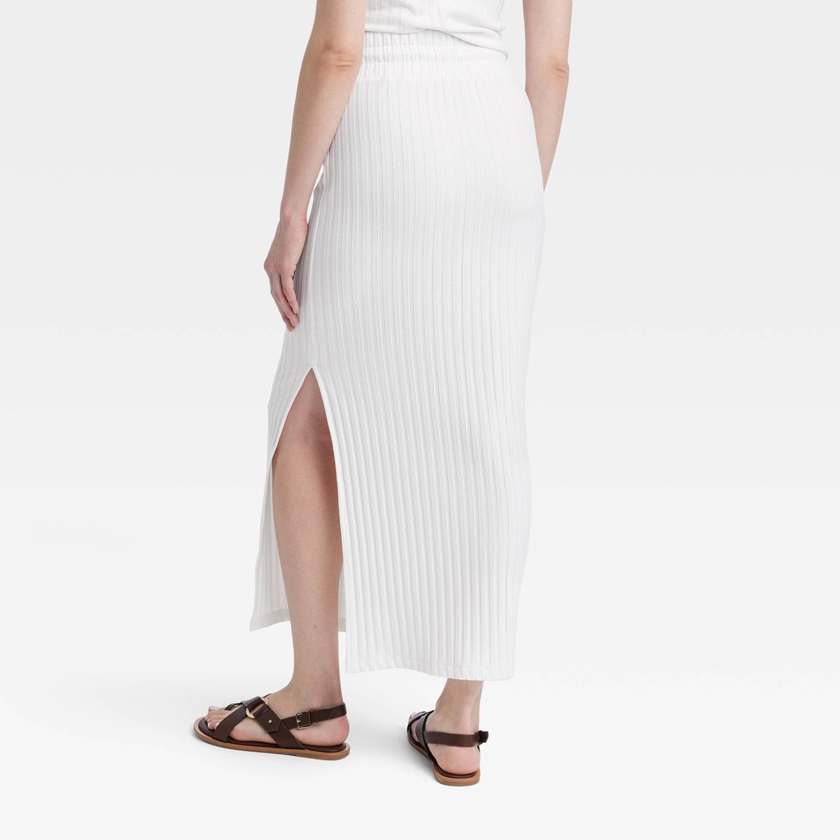 Women's Rib Knit Midi Skirt - Universal Thread™ White S | Target
