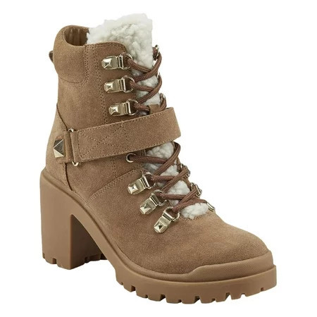 Marc Fisher Nature Women s Suede Sherpa Trim Lug Sole Hiker Booties | Walmart (US)