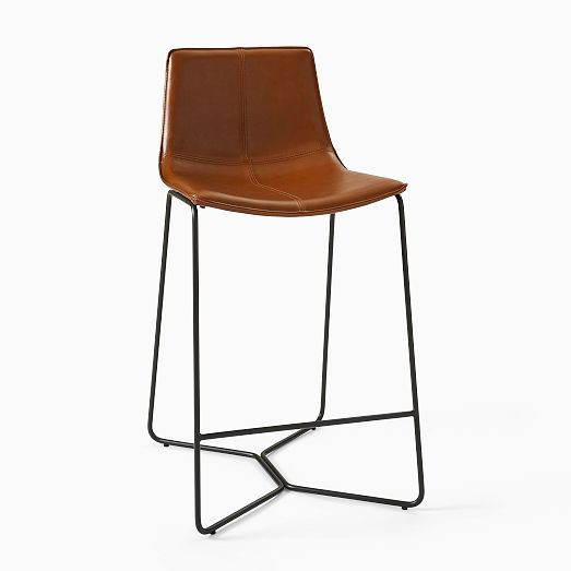 Slope Leather Bar & Counter Stools | West Elm (US)