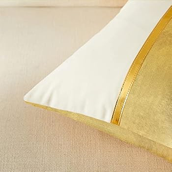 Fancy Homi 2 Packs Gold Decorative Throw Pillow Covers 18x18 Inch for Living Room Couch Bed, Velv... | Amazon (US)